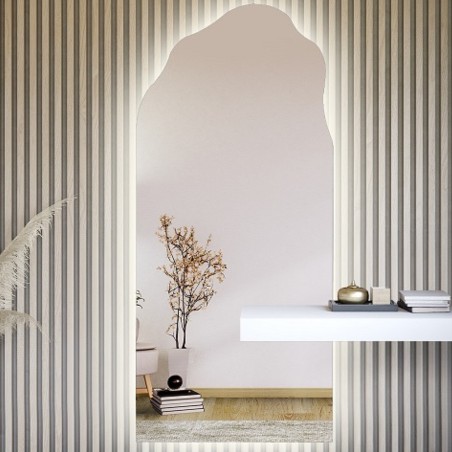 Miroir de forme irrégulière avec découpe d'armoire et éclairage - AURO 1 LED