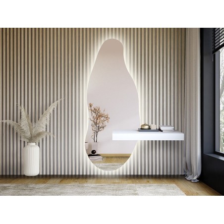 Miroir de forme irrégulière avec découpe d'armoire et éclairage - BARYT LED