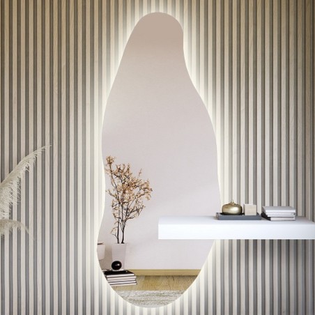 Miroir de forme irrégulière avec découpe d'armoire et éclairage - BARYT LED