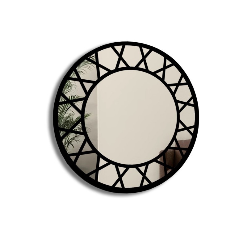 Miroir rond décoratif avec meneaux style loft - ELENA