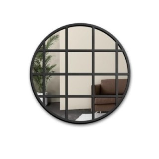 Miroir rond décoratif avec meneaux style loft - ERYK