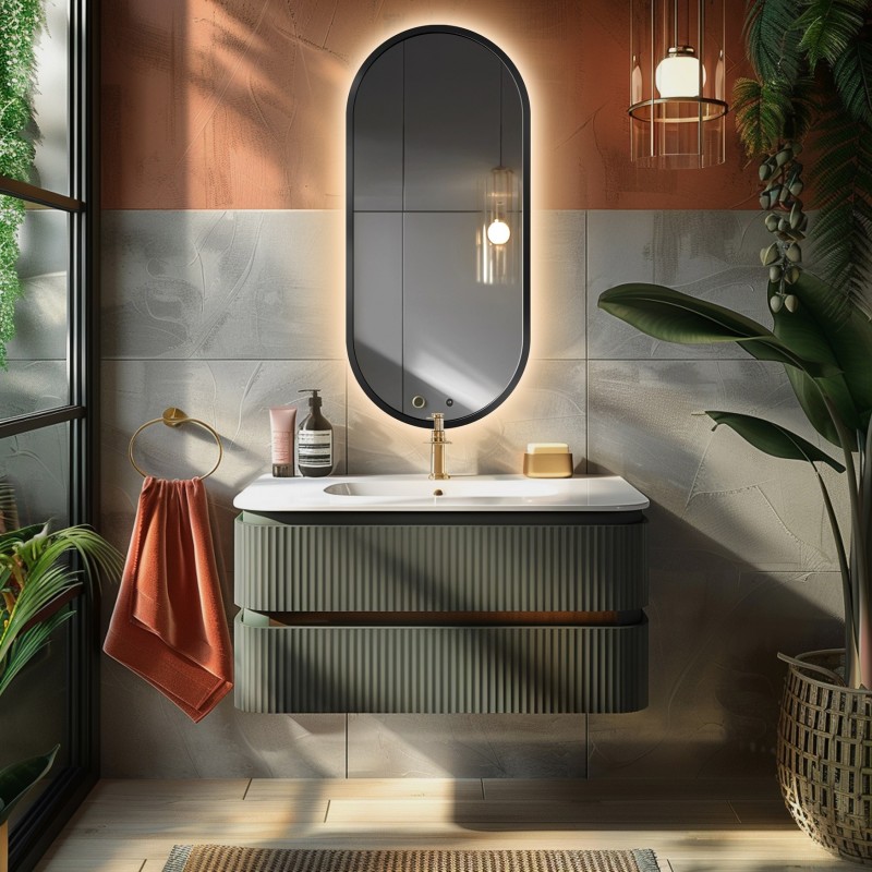 Miroir ovale dans un cadre MDF noir avec éclairage - OSKAR LED - couleur de cadre au choix Miroir ovale dans un cadre MDF noir avec éclairage - OSKAR LED - couleur de cadre au choix