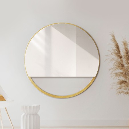 Miroir rond en MDF doré cadre SLIM avec espace libre - OLENA