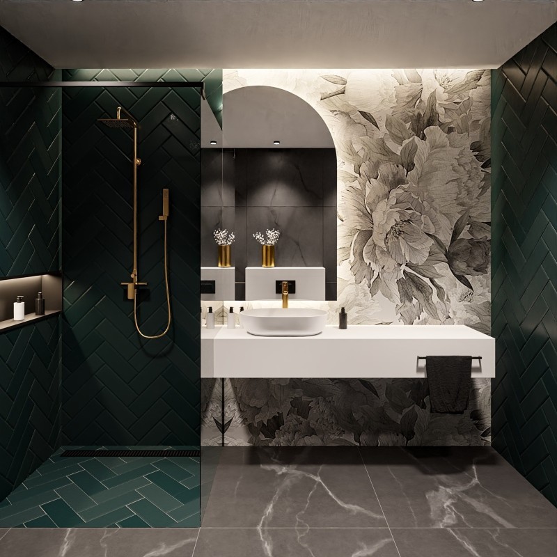 Miroir de salle de bain semi-ovale avec face coupée et éclairage - FRANK LED avec côté chanfreiné