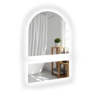 Miroir semi-ovale de salle de bain en deux parties avec éclairage - FRANK LED