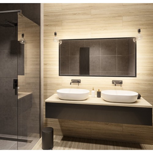 Lustro do toaletki w ramie czarnej z podświetleniem LED 60x80 - 1503001