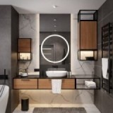 Miroir de coiffeuse encadré noir avec éclairage LED 60x80 - 1503001