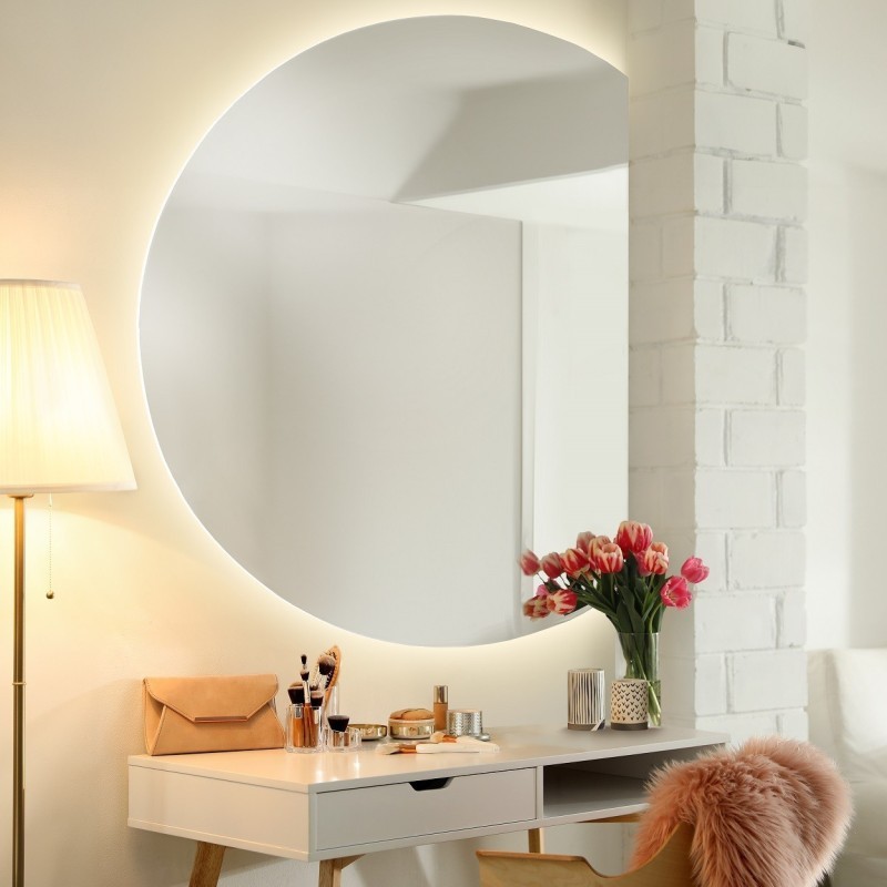Miroir rond latéral avec éclairage - CERCLE LED avec côté chanfreiné