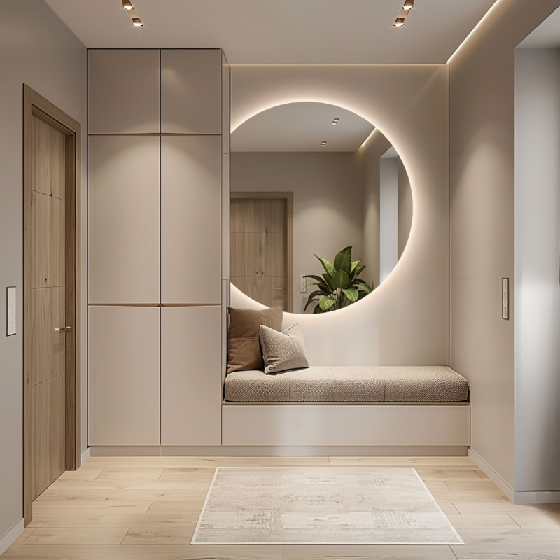 Miroir rond latéral avec éclairage - CERCLE LED avec côté chanfreiné