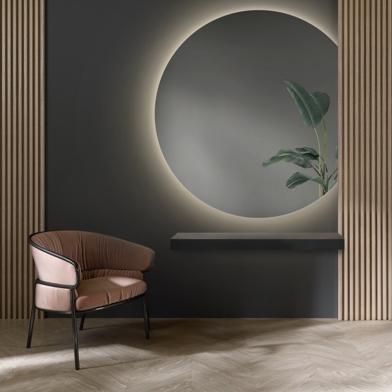 Miroir rond latéral avec éclairage - CERCLE LED avec côté chanfreiné