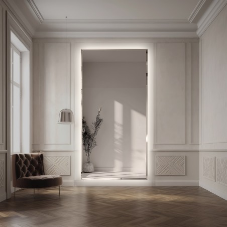 Miroir rectangulaire éclairé avec chanfrein réfléchissant - FAZA LED