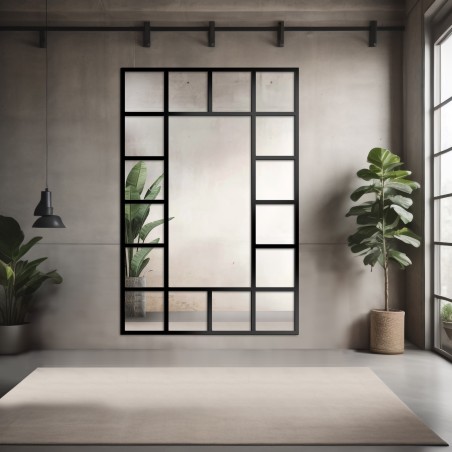 Miroir Loft avec meneaux - ISMENA - couleur du cadre au choix