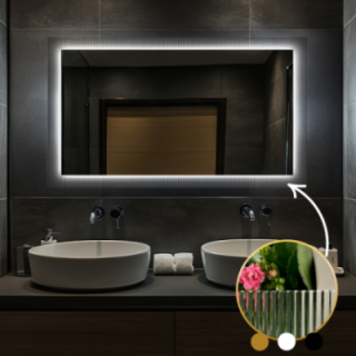 Miroir rectangulaire sur verre ornemental Visiosun Classic avec éclairage - LUXORA CLARITY LED