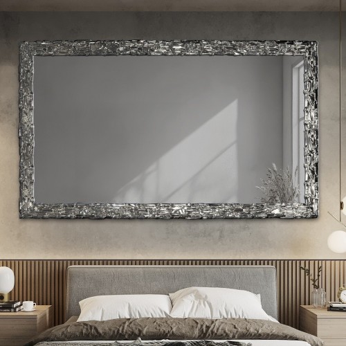 Eleganckie lustro ścienne w srebrnej ramie z grafitową taflą - CLAUDE GRAPHITE