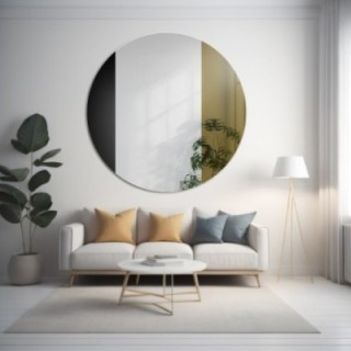 Miroir décoratif rond panneau coloré - noir et or - ANTON