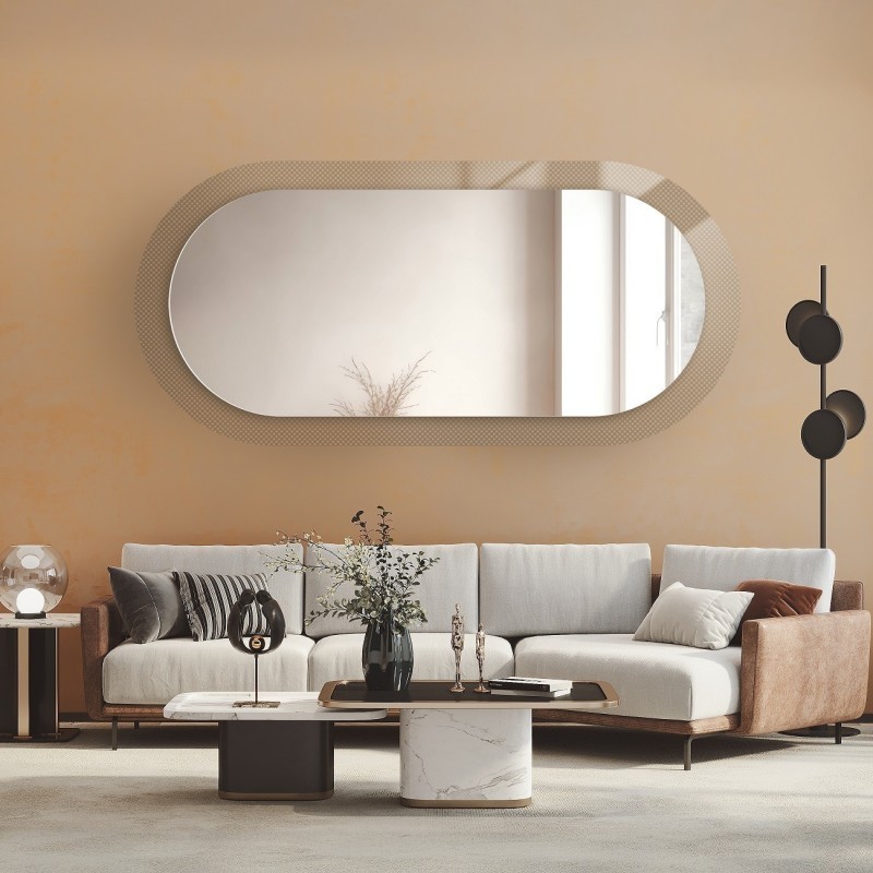 Miroir ovale décoratif sur verre ornemental Master Point - LUXORA ORNATE
