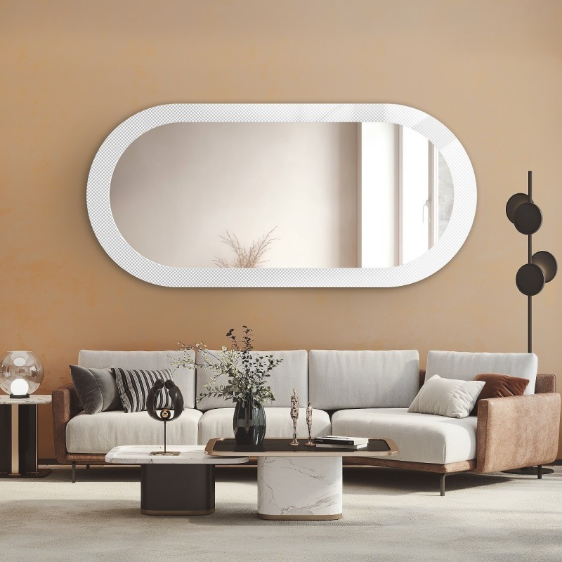Miroir ovale décoratif sur verre ornemental Master Point - LUXORA ORNATE