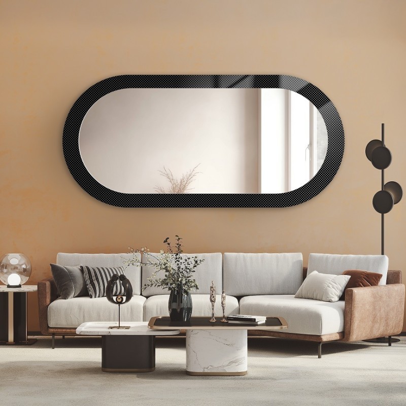 Miroir ovale décoratif sur verre ornemental Master Point - LUXORA ORNATE