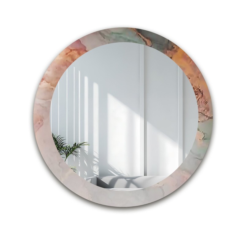 Miroir rond sur marbre aux tons pastel  - MARBLE EUSTOMA