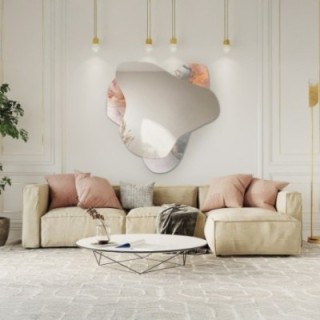 Miroir irrégulier sur marbre rose – MARBLE FIORATO