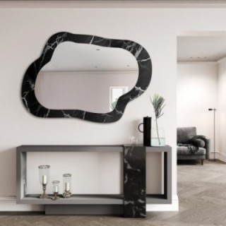 Miroir irrégulier sur marbre noir et argenté – MARBLE GRISO