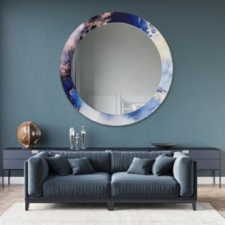 Miroir rond sur marbre bleu – MARBLE IRIS