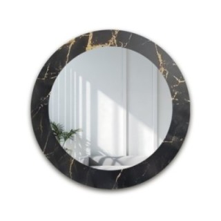 Miroir rond sur marbre noir et doré – MARBLE NOELLE