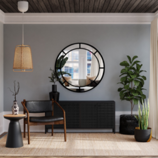 Miroir loft rond avec montants en mdf - MONA