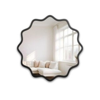 Miroir rond dans un cadre MDF ondulé – AQUARELLE NAYA