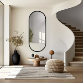 Miroir ovale dans un cadre en mdf noir mat - ODYS - couleur du cadre au choix