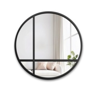 Miroir rond à meneaux avec cadre en mdf noir mat - OKTAN I - couleur du cadre au choix