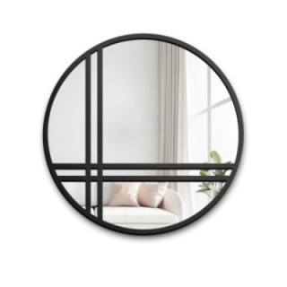 Miroir rond à meneaux avec cadre en mdf noir mat - OKTAN II - couleur du cadre au choix