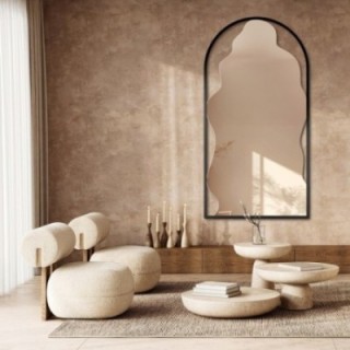 Miroir irrégulier dans un cadre semi-ovale en mdf - ONDRA - couleur du cadre au choix