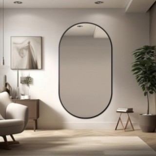 Miroir ovale en mdf noir mat - cadre OSKAR - couleur du cadre au choix