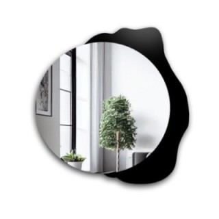 Miroir rond décoratif sur fond noir - PLAMKO