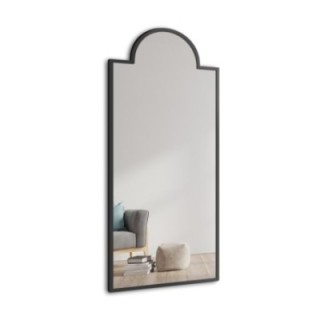 Miroir décoratif semi-ovale dans un cadre MDF noir - ROSANO