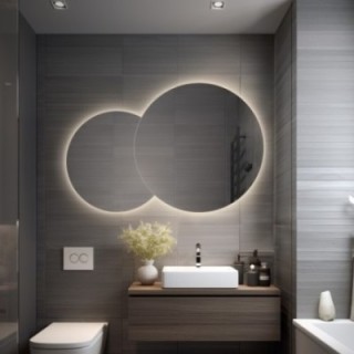 Jeu de miroirs ronds biseautés avec éclairage - UNIVERSE CUT LED I