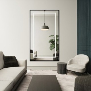 Miroir dans un cadre noir avec éclairage - 1503 LED I - couleur du cadre au choix