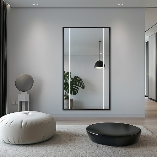 Miroir dans un cadre noir avec éclairage - 1503 LED II - choix de la couleur du cadre