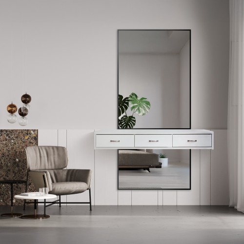 Miroir avec cadre noir pour coiffeuse en deux parties - 1503 - couleur du cadre au choix