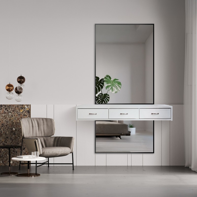 Miroir avec cadre noir pour coiffeuse en deux parties - 1503 - couleur du cadre au choix