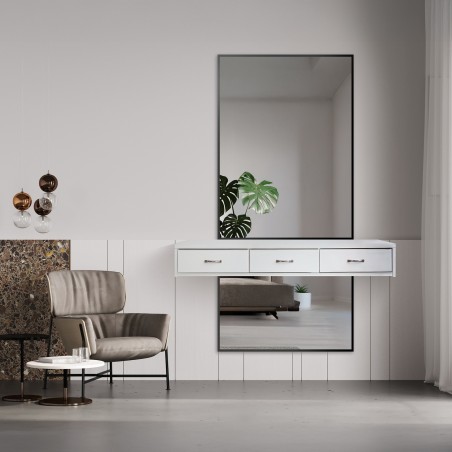 Miroir avec cadre noir pour coiffeuse en deux parties - 1503 - couleur du cadre au choix