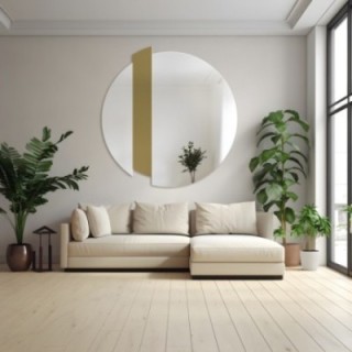 Miroir décoratif rond à rayures dorées - BONA