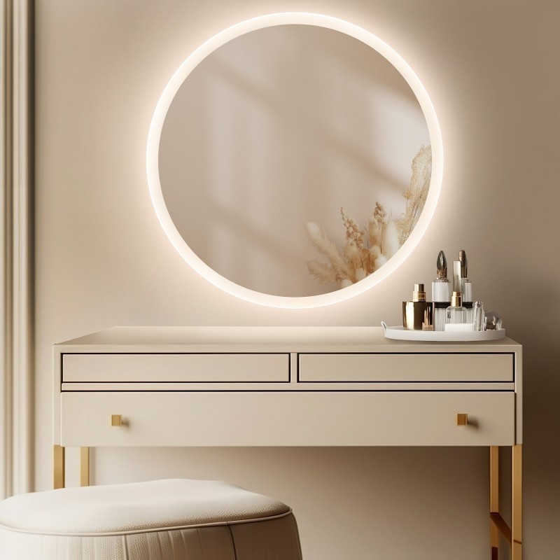 Miroir de salle de bain rond avec éclairage LED CAPELLA