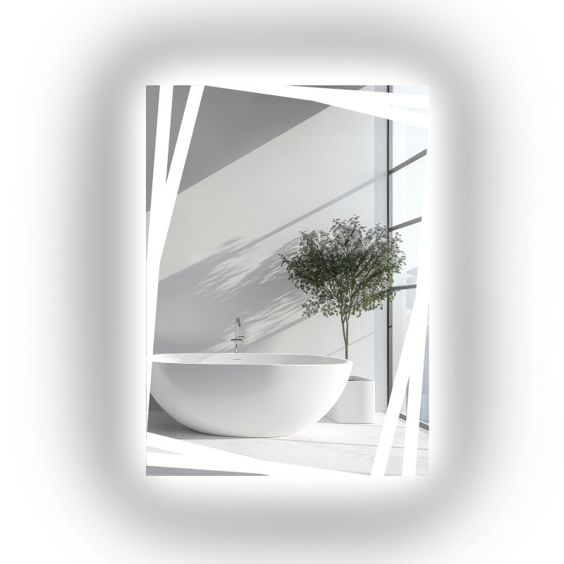 Miroir rectangulaire avec éclairage décoratif sablé - CARDS LED