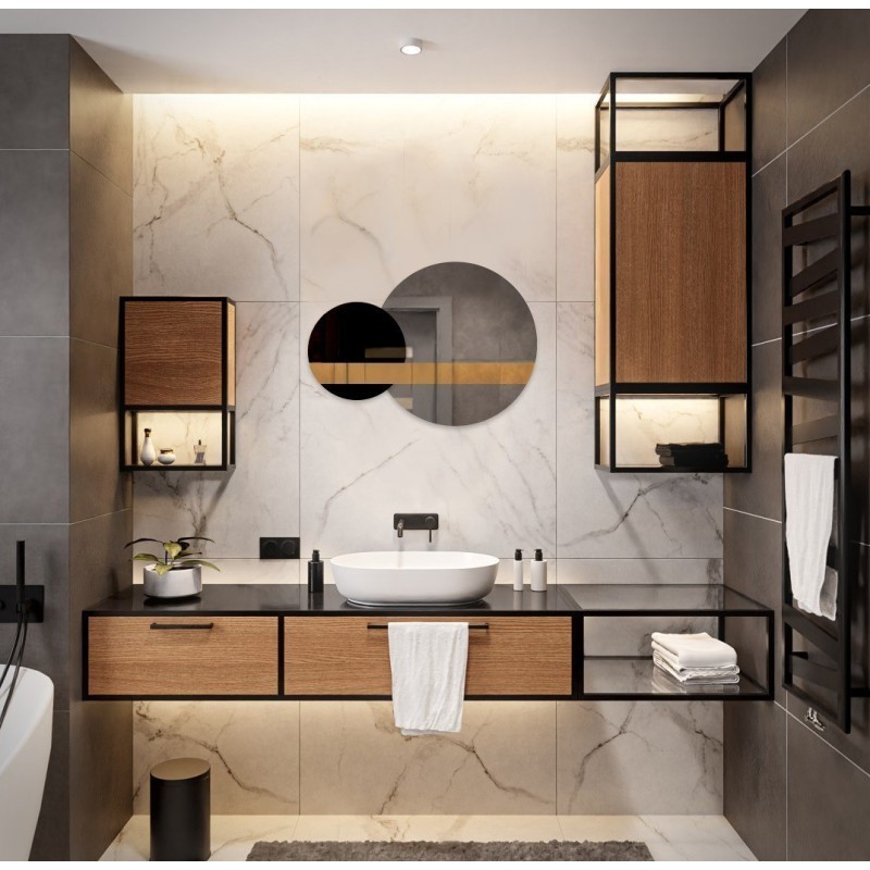 Jeu de miroirs décoratifs panneau or et laqué noir - GOLD MOON