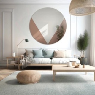 Miroir décoratif rond avec panneau en cuivre or rose - LOLO