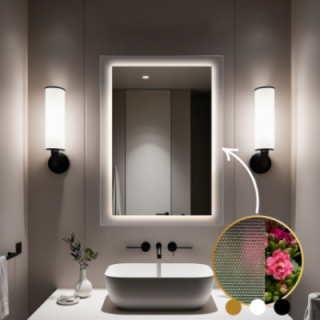 Miroir rectangulaire sur verre ornemental Master Point avec éclairage - LUXORA SOLEIL LED