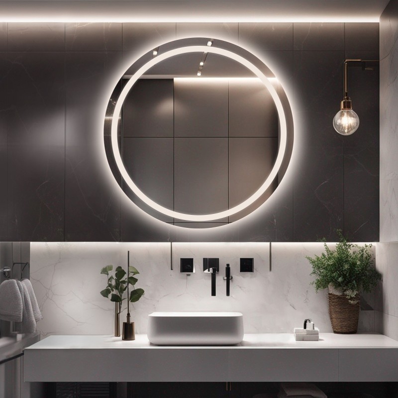 Miroir de salle de bain rond avec éclairage MAIA LED