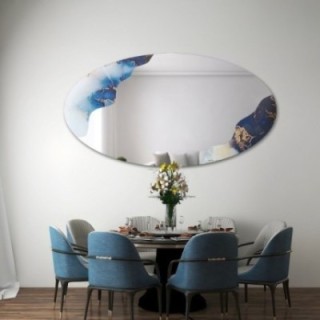 Miroir irrégulier sur marbre elliptique bleu – MARBLE ELFRA